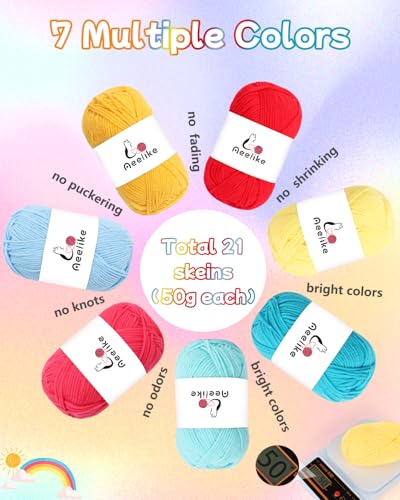 Image of Aeelike Crochet Blanket Kit for Beginners, Rainbow Gradient Granny Squares Blanket, 44PCS Complete Starter Crochet Kit w Beginner Friendly Instructions Easy Learn Videos Tutorials Enough Yarn