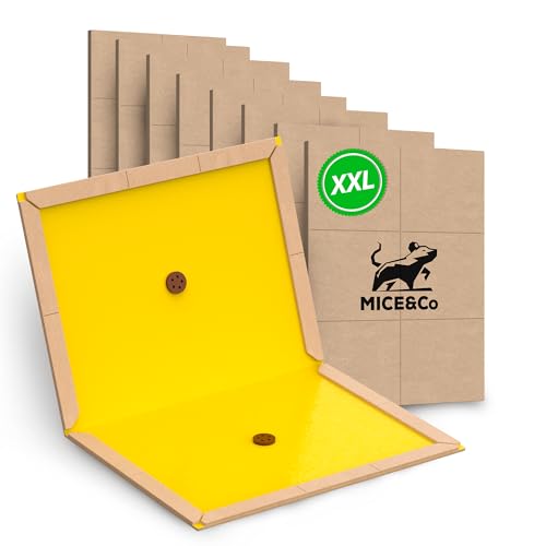 Mice&Co 8X Trappola per Topi e Ratti XXL – Tavoletta Adesiva Professionale con Colla Extra Forte | Maxi Trappole per Topi Grandi, Senza Veleno