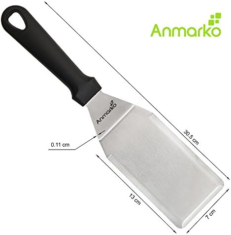 Metal Stainless Steel Spatula Set - Griddle Scraper and Pancake Flipper or Hamburger Turner - Stainless Steel Utensil Great for BBQ Grill Flat Top - Commercial Grade