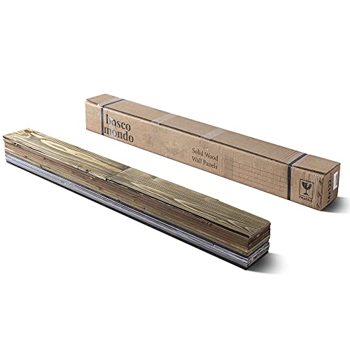 BoscoMondo Barnwood Wall Planks, Rustic Solid Wood Panels, Accent Wall Decor, 22 Square feet