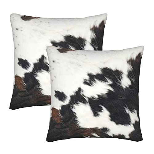 Eagsts (Not Real Cowhide)Set Of 2 Western Cow Print Pillow Covers, 18X18 Inch Christmas Animal Cowhide Skin Pattern Print Throw Pillow Covers For Rustic Country Dorm Home Ranch Decor Gifts Pillow Case #TOP22