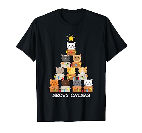 Funny Cat Christmas Tree Box Shirt Meowy Catmas Boxmas Gift T-Shirt