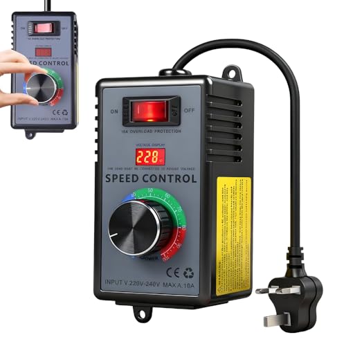 Wxeadu Regulador de Velocidad Motor 220V 10A 4000W Motor Controlador de Velocidad Regulador de Voltaje Del Ventilador Regulador Atenuador Termostato para Amoladoras Angulares Sopladoras