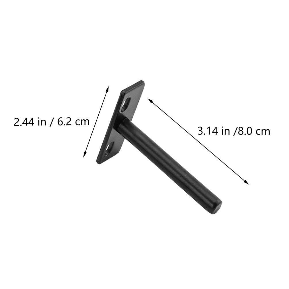 Juego de 4 soportes para estanterías flotantes, soporte oculto para estantes de madera, negro mate, tornillos y tacos incluidos