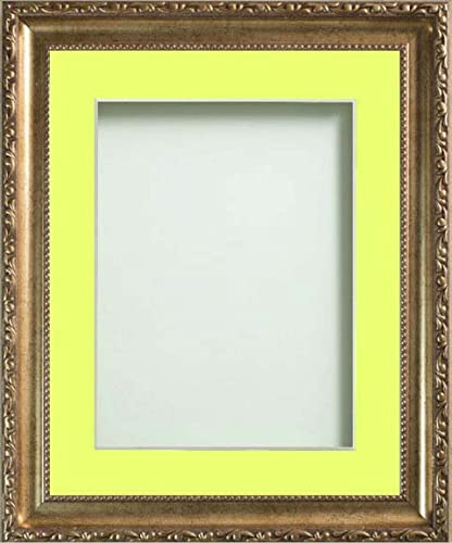 Frame Company Brompton Gold 12x10 inch Frame With Lemon Bon Bon Mount for Image 6x4 inch *Choice of sizes* Fitted with Real Glass
