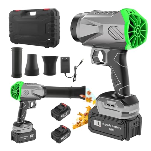 Souffleur de Feuilles sans Fil 21v, 216km/h Souffleur à Feuilles avec 2 Batterie 830 m³/h, turbocompresseur 80 mm Vitesse pour l'entretien de la pelouse, Le soufflage de la Neige, et Le dépoussiérage