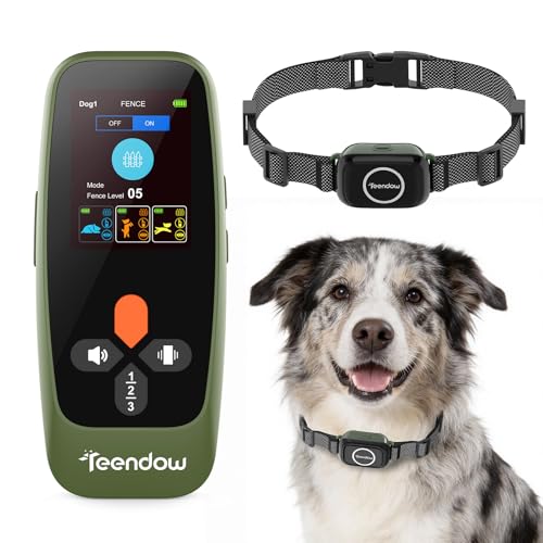 Teendow Wireless Dog Fence with Remote, Dog Training Collar IPX7 Waterproof, Wireless Dog Fence...