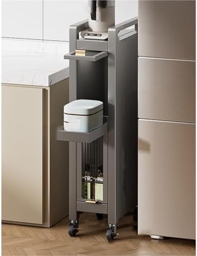 Slim Storage Cabinet with Acrylic Door and Wheels for Kitchen Pantry Dining Room & Living Room - Space-Saving nization Solution,