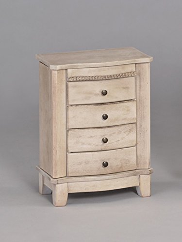 AGED WHITE WOODEN JEWELRY BOX