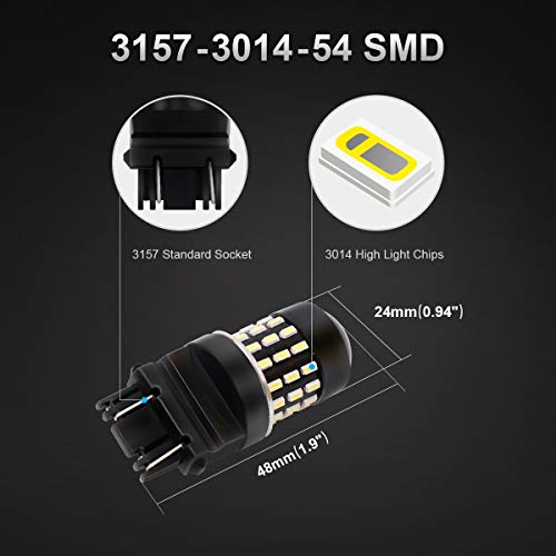 LABBYWAY Pack of 4 1000 Lumens Super Bright 3014 54-EX Chipsets 3056 3156 3057 3157 4157 LED Bulbs with Projector for Reverse Back Up Lights DRL Turn Signal Lights Tail Brake Lights, Xenon White