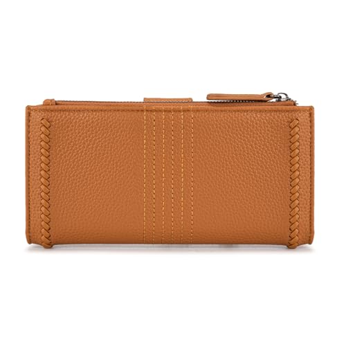 Image of Montana West X Wrangler Brown Wallets for Women Bifold Card Cases & Money Organizers Compact Ladies Female Minimalist Wallet with ID Window and Zipper Pocket
