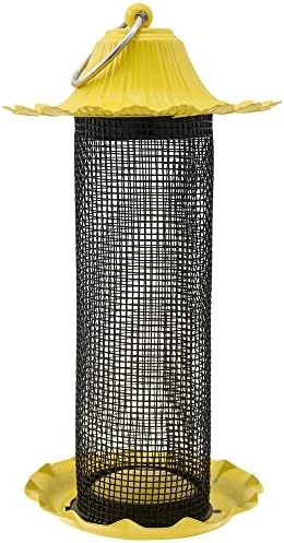 More Birds 38194 SeedFeed Stokes Select Little-Bit Finch Feeder with Metal Roof, Ye, Yellow