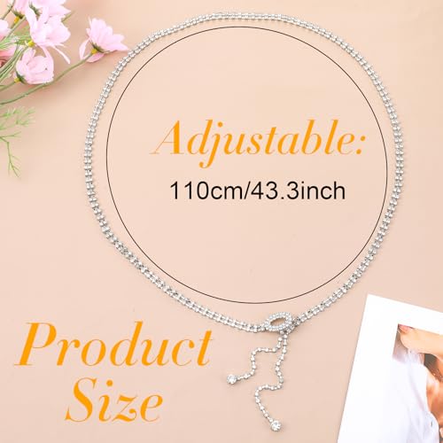 Silver Rhinestone Chain Belt for Women, Crystal Bling Belt Adjustable Rhinestone Sparkly Waist Chain for Dresses Weddings Parties2
