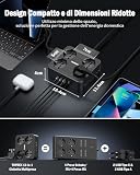 TOPREK Listwa zasilająca z 8 uniwersalnymi gniazdami ITA 10/16A i Schuko i 2 USB C (20 W PD3.0 szybkie ładowanie) i 2 USB A, wielokrotne gniazda z przełącznikiem, kabel 2 m 90°, wtyczka łokciowa, 4000