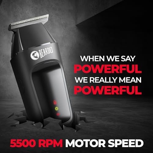Image of Beardo Apex Go Trimmer for Men - 80-Min Run Time - Powerful 5500 RPM motor - Compact Travel-Friendly Design - Self-Sharpening Blades, 3 Comb Attachments, Type-C Charging, Digital Display | Gift For Brother & Friends