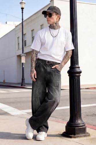 Image of GINGTTO Men's Baggy Barrel Jeans Wide Leg Y2K Denim Pants | Loose Fit Streetwear Casual Hip Hop Skater Vintage Style