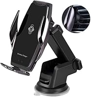 ワイヤレス充電器 車載ホルダー 車載Qi 車載ワイヤレス充電器 qi 充電器車載 10W/7.5W 急速ワイヤレス充電器　360度回転 自動開閉　粘着式＆吹き出し口クリップ　2種類取り付け方法 取り付け簡単 自由調節 日本語説明書付き...