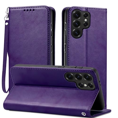 Étui Samsung Galaxy S23 Plus violet à rabat magnétique et fentes cartes