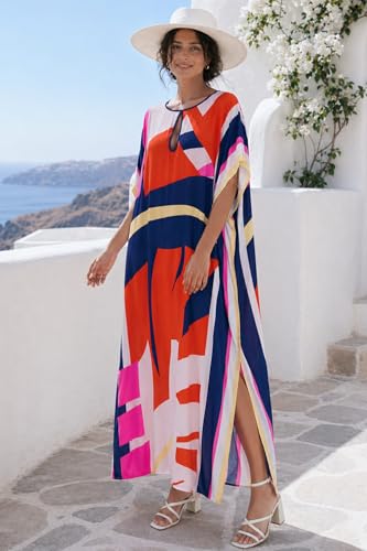 Image of Women Beachwear Long Beach Coverups Kaftan Casual Caftan Dress