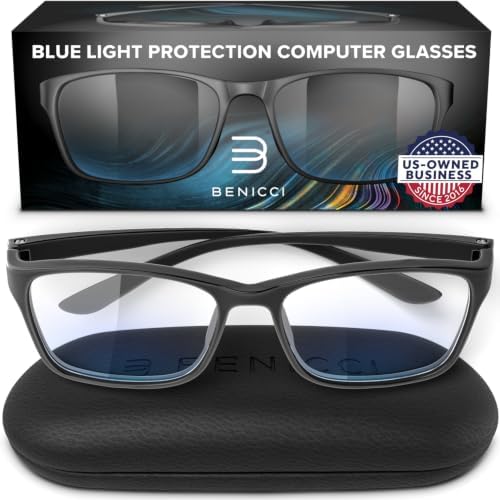 Stylish Blue Light Blocking Glasses for Women or Men - Ease Computer and Digital Eye Strain, Dry Eyes, Headaches and Blurry Vision - Instantly Blocks Glare from Computers and Phone Screens w/Case