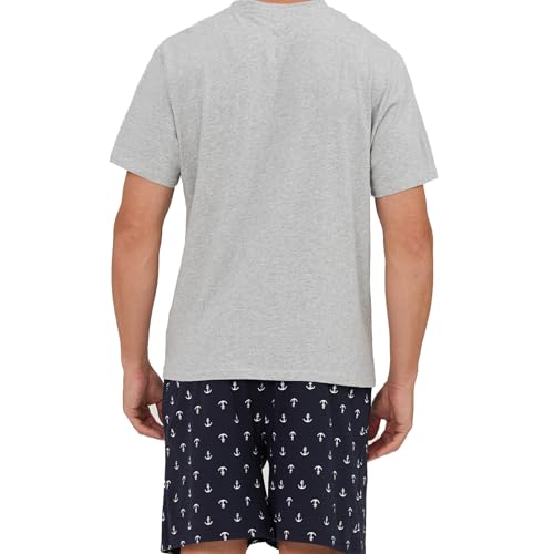 Keyocean Mens Pajama Set, Soft Cotton V-Neck Short-Sleeve T-Shirt & Shorts Summer PJ Set for Sleeping2