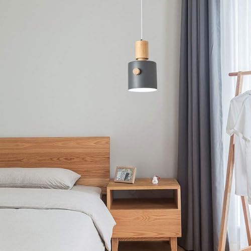 Lámparas colgantes techo Aron Woodcraft de una luz en madera natural 4