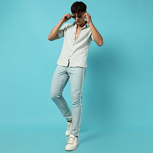 Image of CAHOOT Men's Button Up Regular Fit Shirt for Casual Wear | Stretchable Fabric | Spread Collar Shirt Crafted with Regular Sleeve & Comfort Fit for Everyday Wear