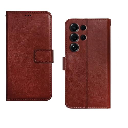 Image of amazon basics Samsung Galaxy S26 Ultra 5G Flip Cover | Card Pockets Wallet & Stand | Flip Cover for Samsung Galaxy S26 Ultra 5G (Brown)