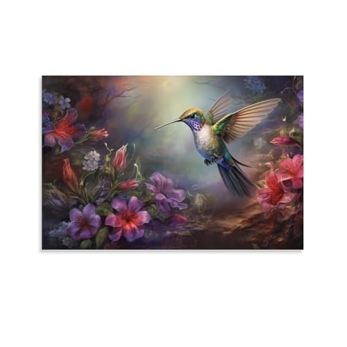 Toile colibri vintage nature pour une ambiance de salon apaisante