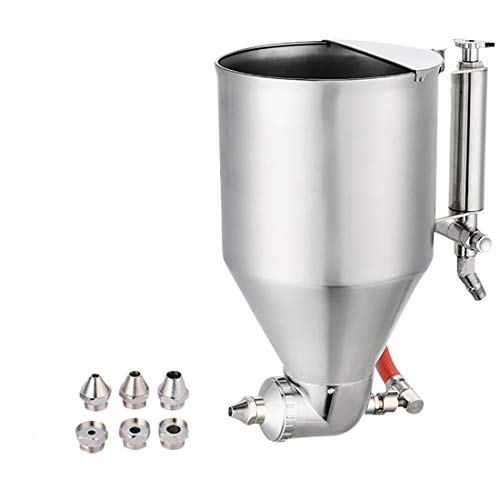 億騰 スプレーガン 圧送式 ステンレス 6つノズルを送る 口経：4/6/8ｍｍ 3.5L容量 珪藻泥/リアルストーンペイント/パテパウダー/コーティング/ラテックス塗料などに適用 塗装用品/内装/建築用塗料