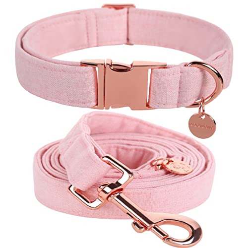 DOGWONG Hundehalsbänder rosa, Hundehalsbänder und Leine aus rosa hundehalsband, Bequeme verstellbares Hundehalsband für kleine mittelgroße Hunde