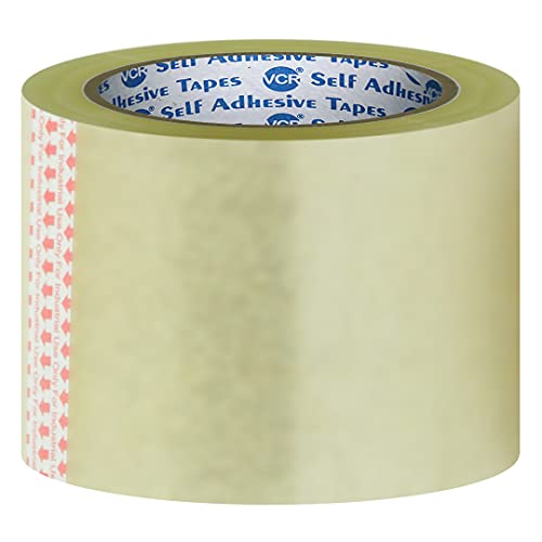 Image of VCR Self Adhesive Transparent Cello Tape - 35 Meters in Length - 96mm / 4 inch Width - 1 Roll Per Pack - BOPP Industrial Packaging Tape for E-Commerce Box Packing, Office and Home use
