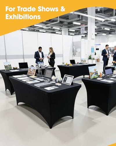 4-Pack Black Spandex Tablecloths – 72"x30"x30" Stretch Fitted Table Covers for 6ft Rectangle Folding Tables, Wrinkle-Resistant Tablecloth for Wedding, Banquet & Outdoor Events - Image 8