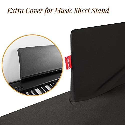 Semmiro Piano Keyboard Dust Cover For 88 Keys, With [Additional Cover] For Music Sheet Stand, Stretchy Spandex Fabric Digital/Electric Piano Cover, Storage Bag Included, Dustproof And Washable, Black #TOP1