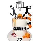 Qoadwem 22pcs Basketball Cake Toppers - Boys Birthday Party Cake Decorations With Acrylic Basketball Hoop And Happy Birthday Toppers