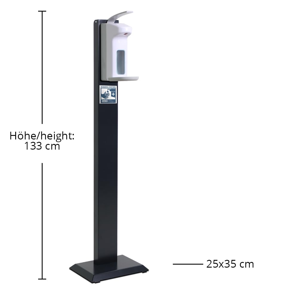 Hygienestation mit Desinfektionsspender - Desinfektionssäule mit Sensor oder Manual - Desinfektionsstation für Innen & Außen (Manual 1000ml mit Tropfschale)