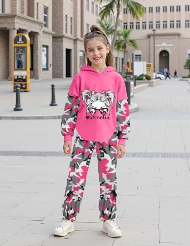 Image of Girls Fall Outfits Sweetie-girl Hoodie and Camo Pants Size 6-16