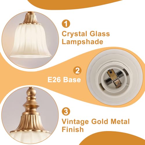 Image of LmnLvn 4‑Light Bathroom Vanity Light, Matte White with Crystal Glass Shade