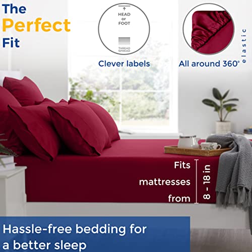 Thread Spread 600-Thread-Count Twin Xl Sheet Set - Pure 100% Cotton Sheets - 3 Pc Burgundy Bedsheet For Twin Xl Bed, Cooling Sheets On Amazon, Deep Pocket, Sateen Weave, Soft Sheets #TOP2