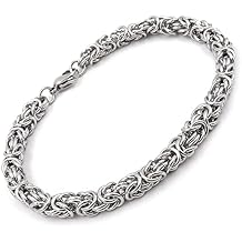 Steelmeup Stainless Steel Round Byzantine Chain Bracelet Unisex Men Women 6mm 7 8 9 Inches