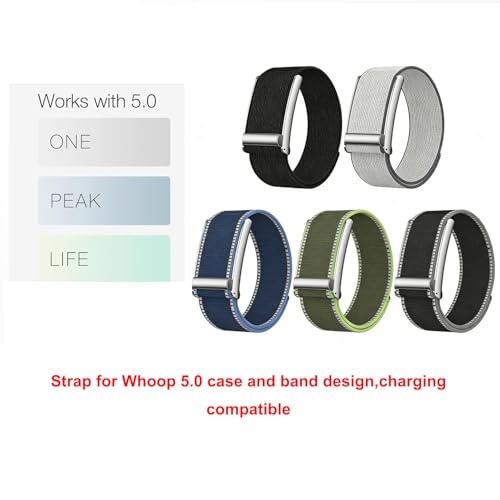 T-BLUER Nylonowe paski sportowe kompatybilne z Whoop 5.0 One / Peak/Life Band, regulowane, wodoodporne, oddychające, zastępcze paski do Whoop Band 5.0 (nie kompatybilne z Gen 4) (szare)