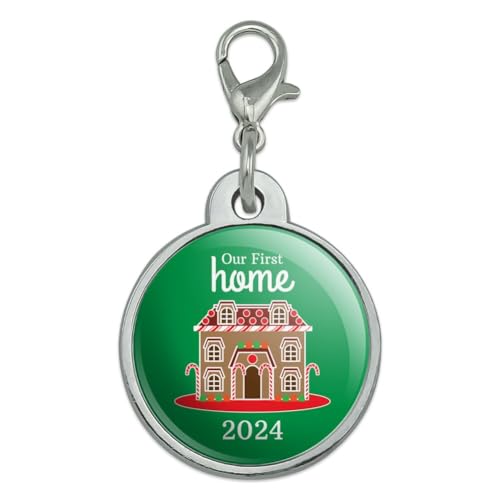 Our First Home 2024 Gingerbread House Chrome Plated Metal Pet Dog Cat ID Tag - Small
