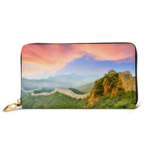 Preisvergleich Produktbild JHGFG Mode Handtasche Reißverschluss Brieftasche Great Wall China Jinshanling AbschnittSonnenuntergang Landschaft Telefon Kupplung Geldbörse Abendkupplung Blocking Leder Geldbörse Multi