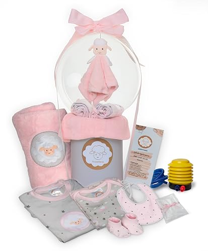 Set Regalo Bebé Recién Nacido Niña Canastilla Premium Nacimiento Cesta Original Bienvenida Caja Útil Bautizo Con Globo Baby Shower Detalle Sorpresa Manta Peluche Conjunto Ropa Listo Regalar 0 3 Meses