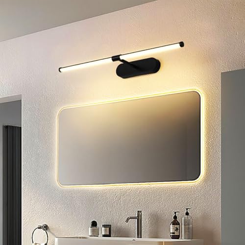 Aplique de pared LED para baño moderno impermeable de 60cm con luz cálida negra