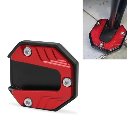 Plaque d'extension de béquille moto avec base antidérapante rouge