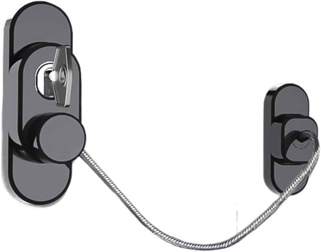 Window Casement Limiter Lock Buckle Perforated Sliding Door 1Pcs(Black Thickened)