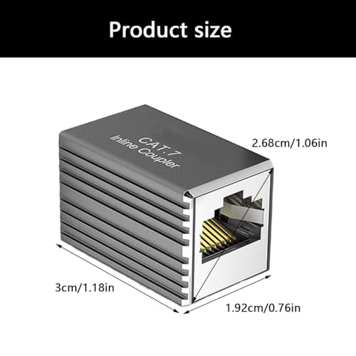 Image of Compactly Metal Shielded RJ45 LAN Coupling Ethernet Cable Connectors LAN Adapter Support 1Gbps /10Gbps Data Transmission