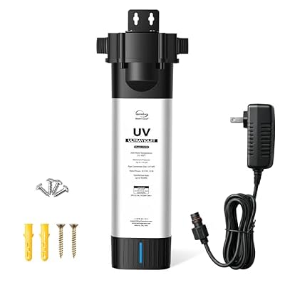 iSpring UVF20 Whole House LED UV Water Filter System, Up to 11 Years Long-Life LED UV Water Purifier with Built-in Automatic Flow Control, Mercury-Free, 3/4" MNTP Inlet Outlet, Up to 12 GPM