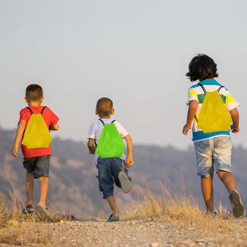 PLULON 2Pcs Drawstring Bags Bulk Drawstring Backpack Green Yellow String Backpack Cinch Sack Sport Gym Backpack Bags for Yoga Traveling Outdoor Sports - Image 4